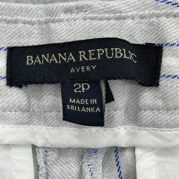 Banana Republic AVERY Pants Womens Size 2P Striped Seersucker Petite Chino - Picture 3 of 9